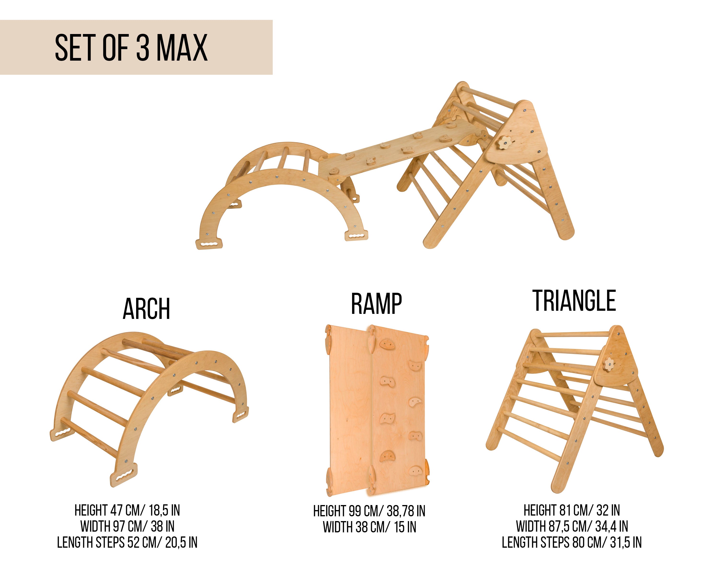 Set de Joacă Mare Pikler 3in1, wooden🌳