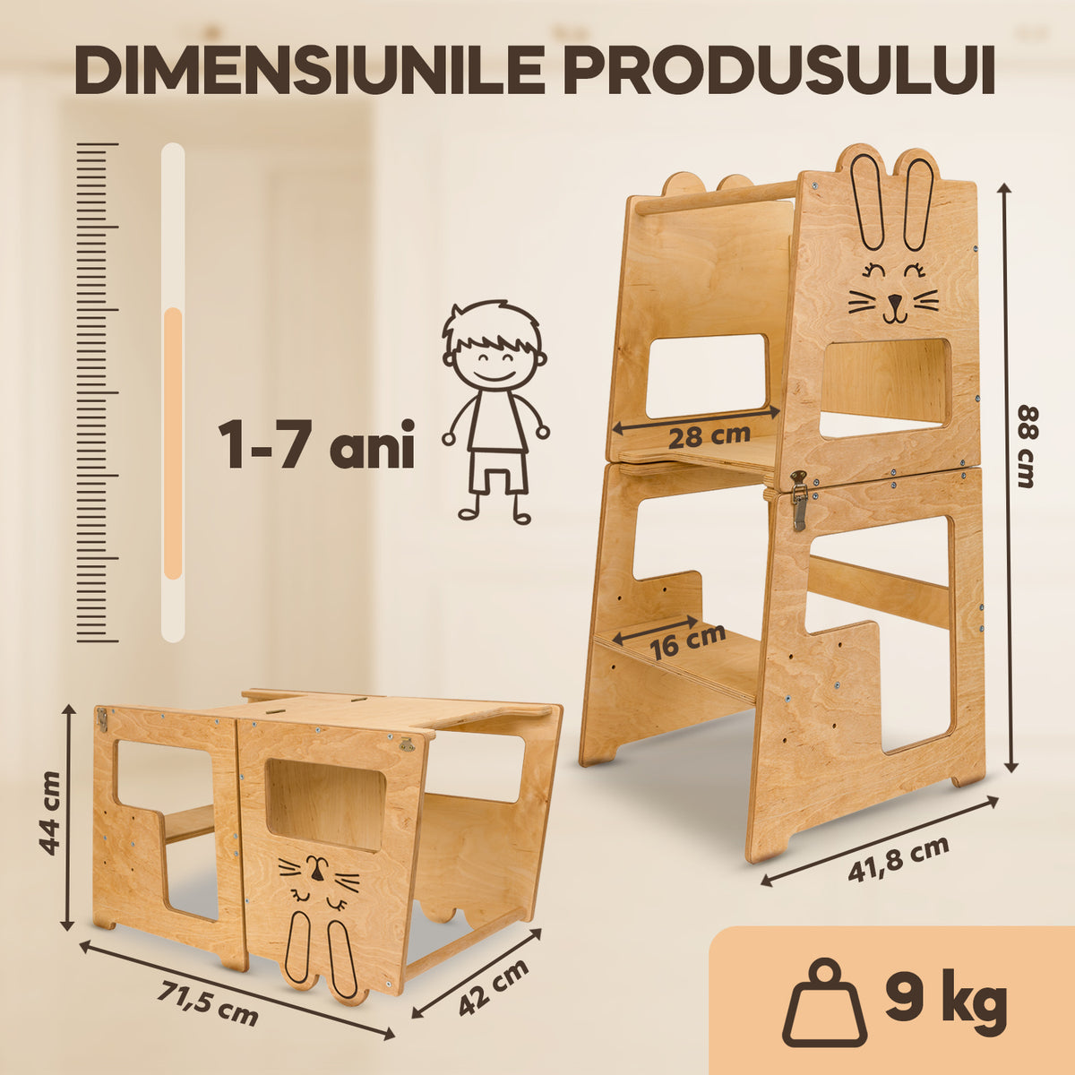 Turn de Învățare Montessori pentru Copii, Bunny 🐰
