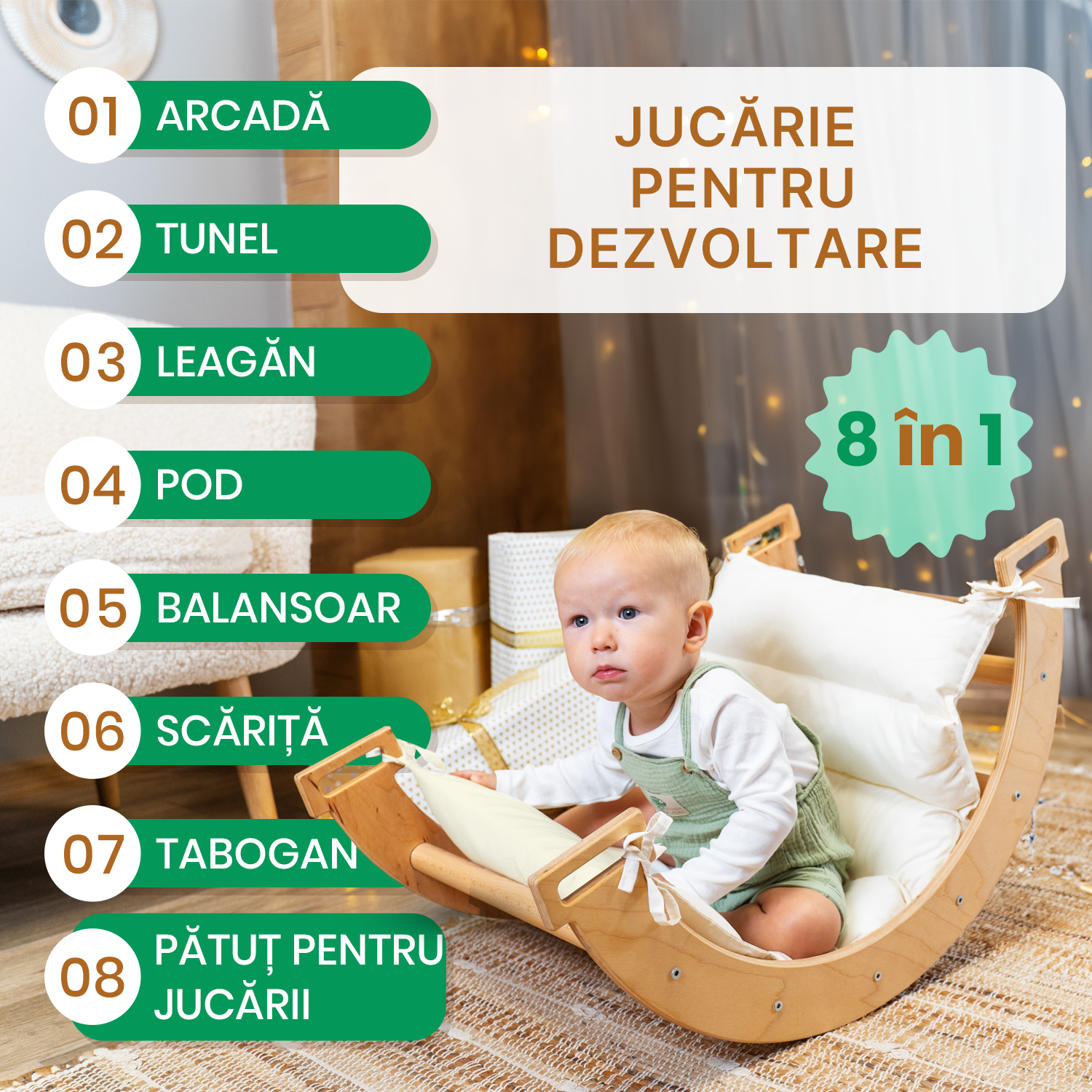 Arcul-Balansoar Montessori cu Pernă 🌈