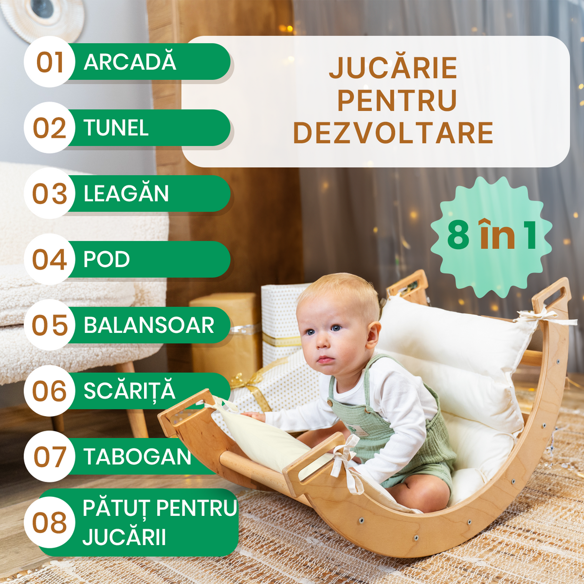 Arcul-Balansoar Montessori cu Pernă 🌈
